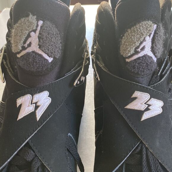 JORDAN Men’s Black/ Chrome Leather Shoes 305381-001  Size 12 - Picture 2 of 6